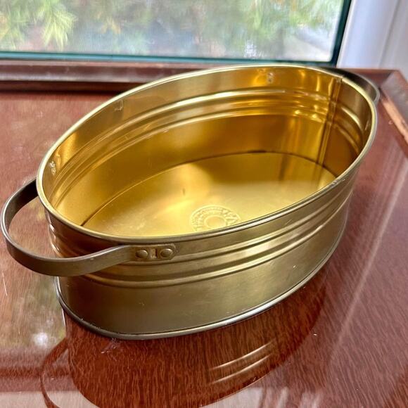 Vintage F.T.D.A. Brass Jardiniere Oval Planter Made in Holland - Picture 2 of 9